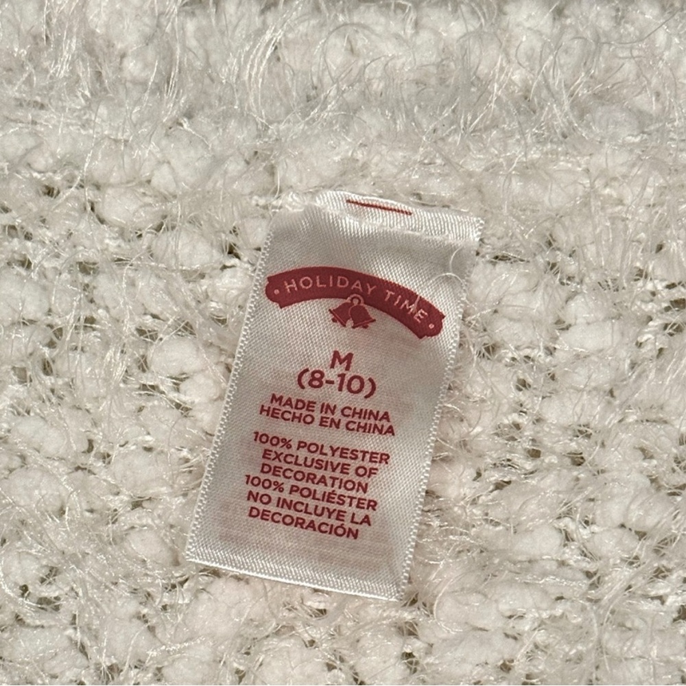 Holiday Time White w/ Gold Stars Long Sleeve Sweater- size M - Picture 8 of 8